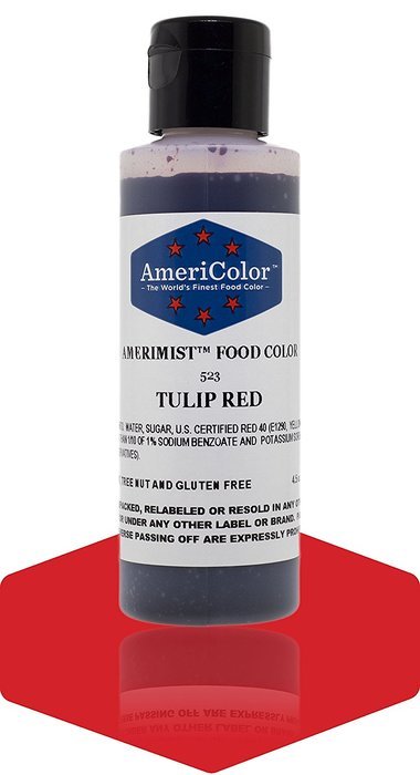 Badger Air-Brush Company AC-523 Americolor Amerimist 4-1/2-Ounce Edible Airbrush Ready Food Color, Tulip Red