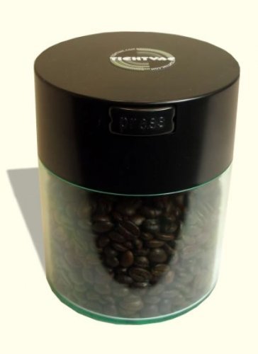 Coffeevac 1/2 lb - The Ultimate Vacuum Sealed Coffee Container, Black Cap & Clear Body N2
