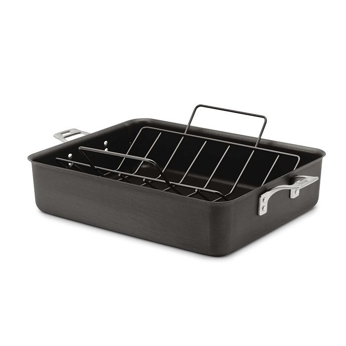 Calphalon Hard Anodized Aluminum Nonstick Cookware Roaster, 13" by 16", Black N2