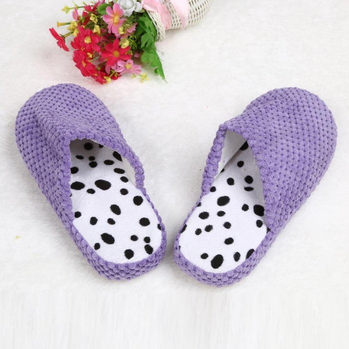 AutumnFall Women's Cozy Cotton Knitted Anti-slip House Slippers (38, Blue) N15