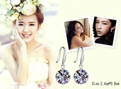 Chic Women Plated silver Ear Hook Chandelier Crystal Dangle Earring Gift N6