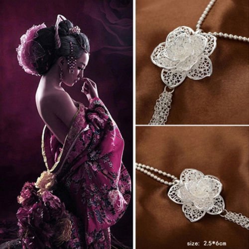 White Rose Shape Design Pendant Jewellery Gift For Women N6