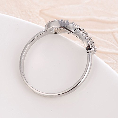 Women Chic 925 Sterling Silver Love Infinity Knot Clear CZ Promise Ring Jewelry (10) N3