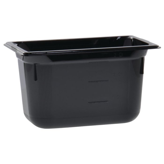Vollrath 8046420 Super Pan 1/4 Size Plastic Steam Table Pan 6"D , Low Temperature, Black
