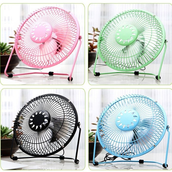 USfafa Mini Usb Table Desk Personal Fan Metal Blades Usb Cable For Laptop/Pc Powered By Netbook, Computer And... N4