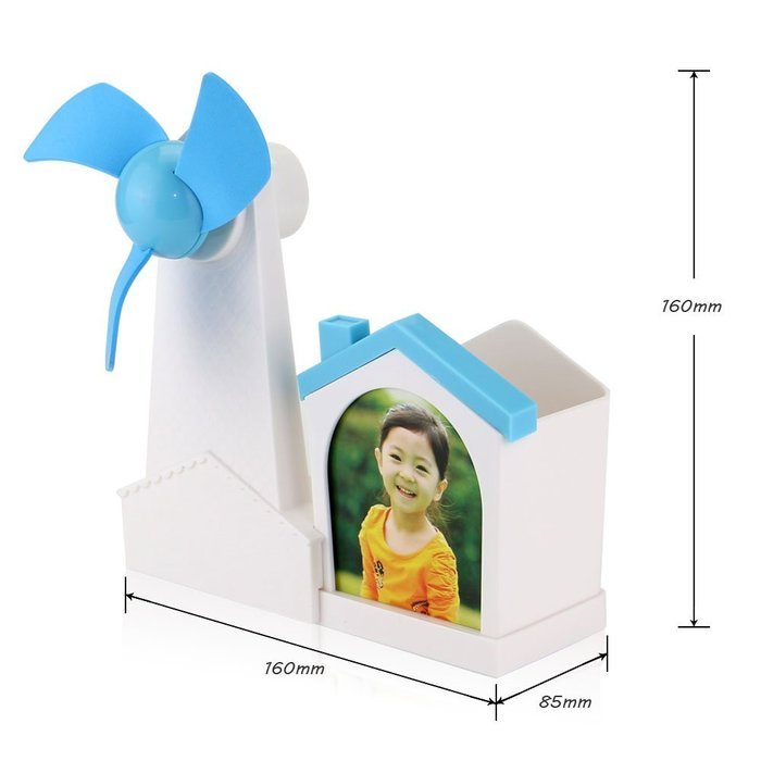 iEGrow Multifunctional Desk Mini USB Fan with Brush Pot, Photo Album 3 in 1 Function Compact Design & Quiet Operation... N18