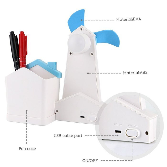 iEGrow Multifunctional Desk Mini USB Fan with Brush Pot, Photo Album 3 in 1 Function Compact Design & Quiet Operation... N19