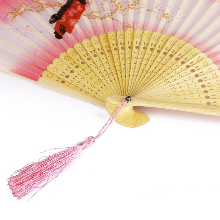Hollow Rib Flower Hand Fan Folding Fan Pocket Fan (Blue) N27