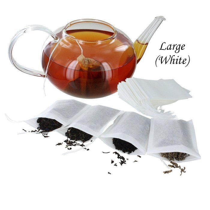 ETS Drawstring Tea Filters - Pack of 100 (Large, White) N3