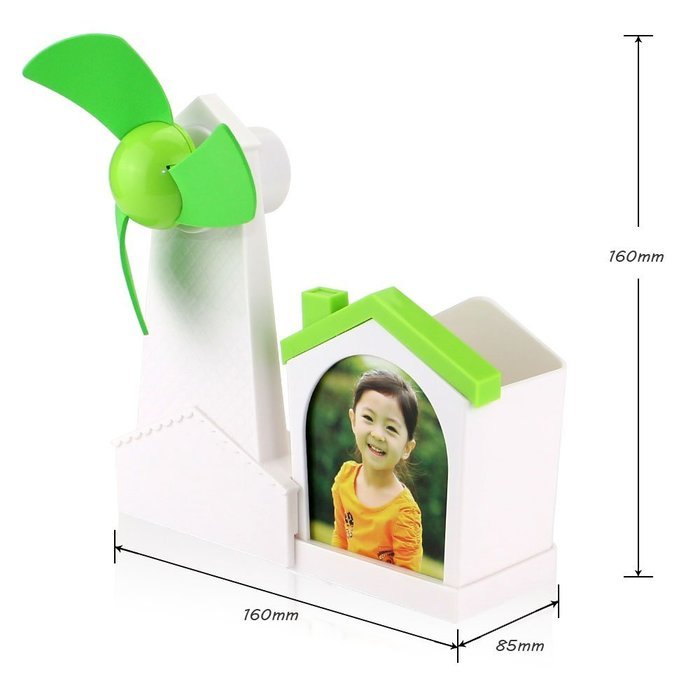 iEGrow Multifunctional Desk Mini USB Fan with Brush Pot, Photo Album 3 in 1 Function Compact Design & Quiet Operation... N22