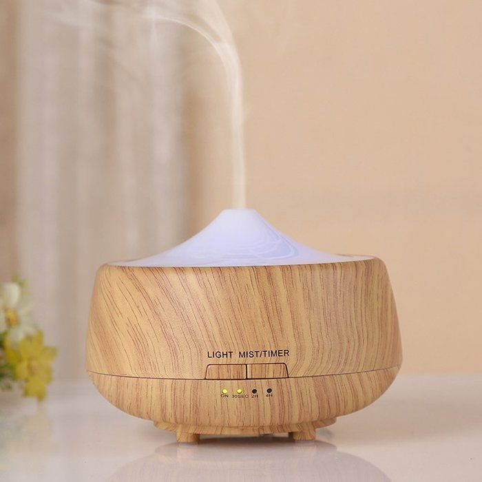 250ml Ultrasonic Cool Mist Humidifier Portable Mini Wood grain Aromatherapy Essential Oil Diffuser with 7 Color... N5