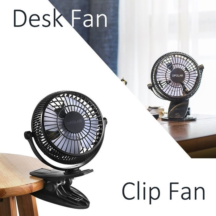 Opolar 3-in-1 Desk Clip and Wall Mountable Mini USB Fan with 2 Speeds N3