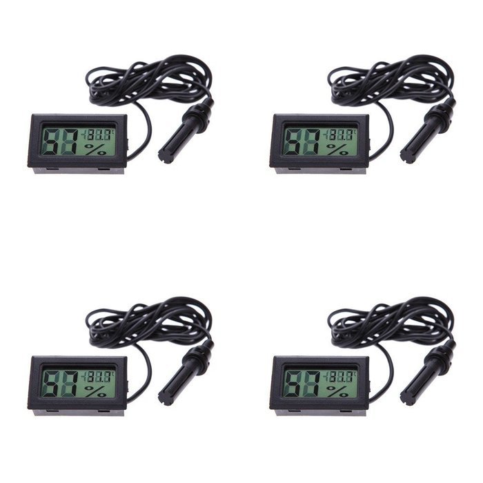 Thermometer - TOOGOO(R)4PCS Digital LCD Hygrometer Thermometer Temperature Humidity Gauge Meter Black N4
