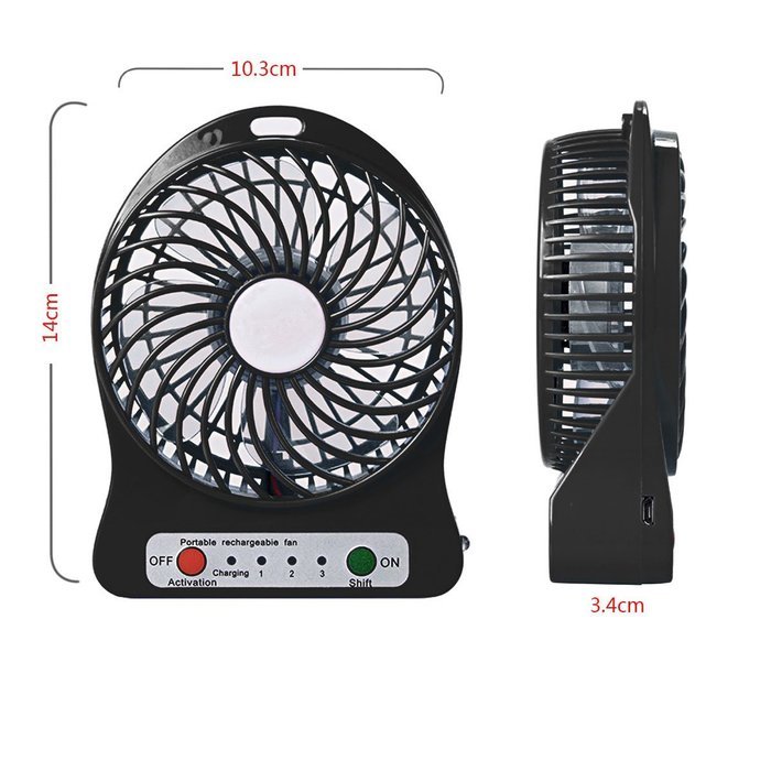 Xcellent Global 4 Inch Vanes Portable Fan USB Handheld Rechargeable Battery Powered Desktop Fan with 3-level Speed... N21