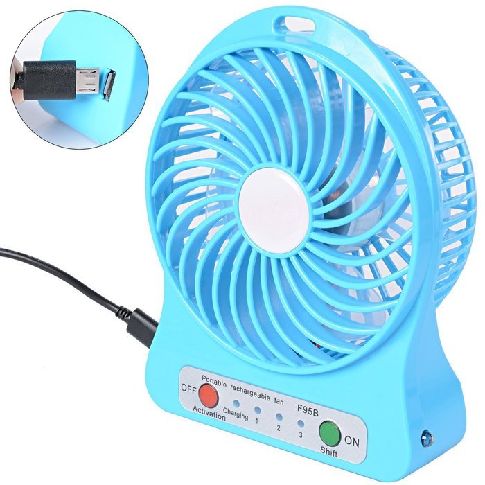 Xcellent Global 4 Inch Vanes Portable Fan USB Handheld Rechargeable Battery Powered Desktop Fan with 3-level Speed... N23