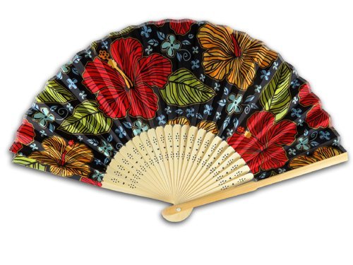 Hibiscus Bamboo Personal Fan 8.25"