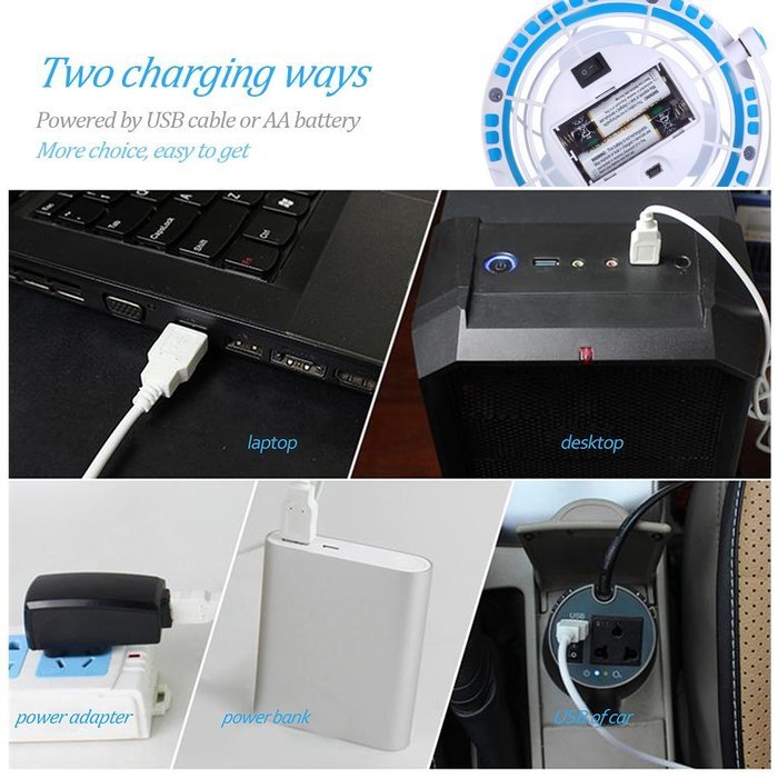 Clip On Desk Fan USB Table Fans (USB OR Battery Powered, Quietness)(Blue) N22