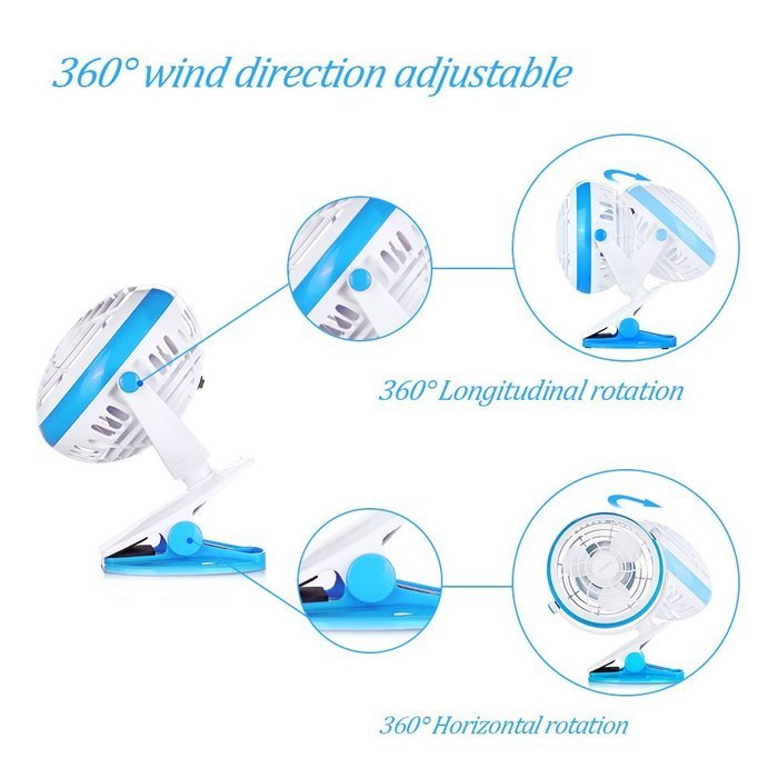Clip On Desk Fan USB Table Fans (USB OR Battery Powered, Quietness)(Blue) N23