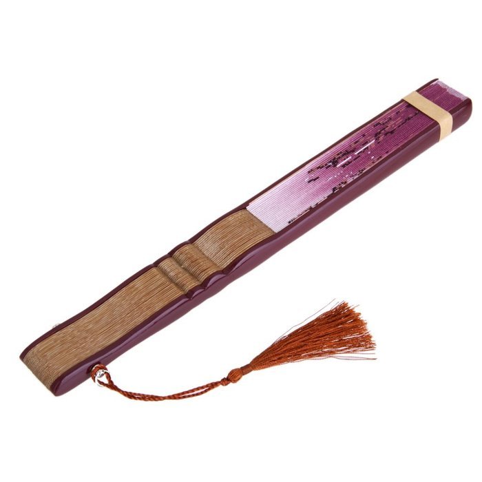 Vintage Flax Leaf Butterfly Bamboo Hand Fan Lady's Fan Pocket Fan - Purple N21