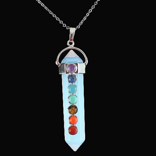 Natural Hexagonal Prism Beads Chakra Healing Gemstone Pendant Chain Necklace New N5