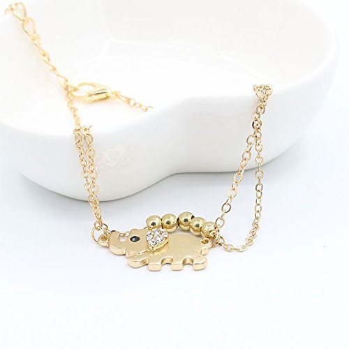 Elegant Women Charm Rhinestone Gold Plated Elephant Chain Bracelet Jewelry Gift N2