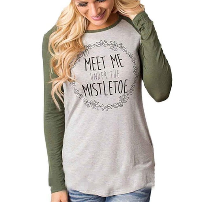 Casual Blouse,Morecome Women Fashion Letter Print Round Collar Cotton Long Sleeve Casual Tops