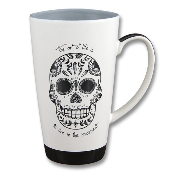 Karma, by Stephen Joseph Black and White Sugar Skull Mug, Multicolor