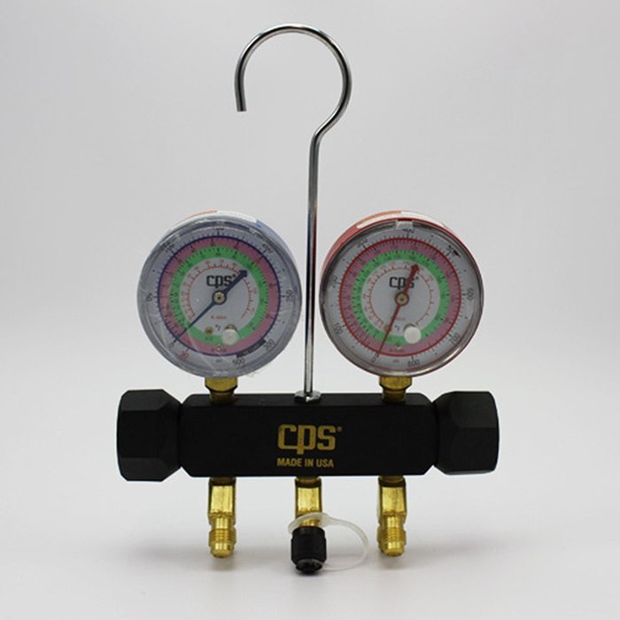CPS MBHP5 BLACKMAX 2 Piston Valve Manifold Set W/ Hoses for R-22 R-404a R-410a N3