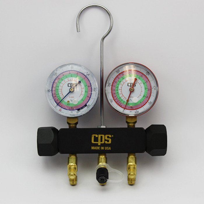 CPS MBHP5 BLACKMAX 2 Piston Valve Manifold Set W/ Hoses for R-22 R-404a R-410a N4