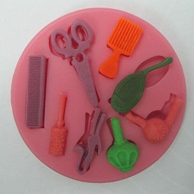 Sher Scissors Hair Tools Shaped Fondant Cake Chocolate Silicone Mold,Cupcake Decoration Tools,L8.2cmW8.2cmH0.9cm