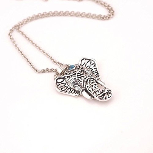 Vintage Retro Silver Elephant Charm Pendant Turquoise Chain Choker Necklace Gift