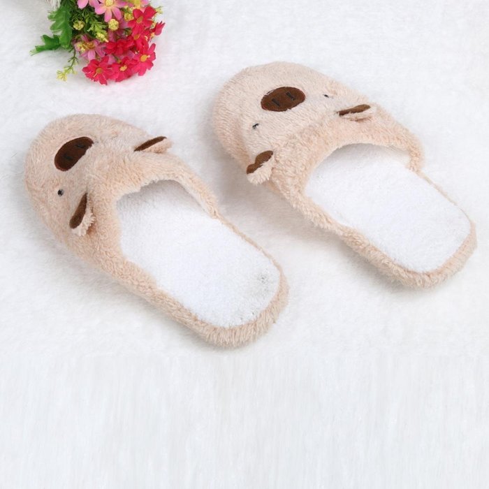 AutumnFall Lovely Pig Home Floor Soft Stripe Slippers Female Shoes (44, Coffee) N9