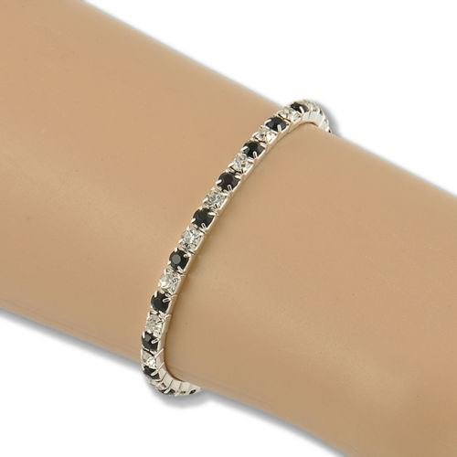 women Tennis Silver Rhinestone Crystal Wedding Bridal Bangle Stretch Bracelet N5
