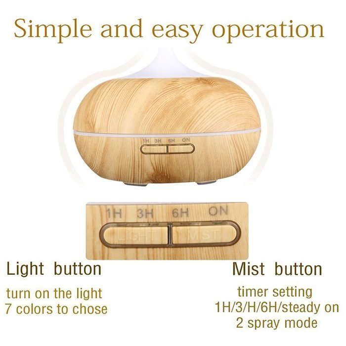 ATD Whisper Quiet Operation Auto Shut-Off Function Cool Mist Aroma Essential Oil Humidifier (Shallow Wooden Grain) N8