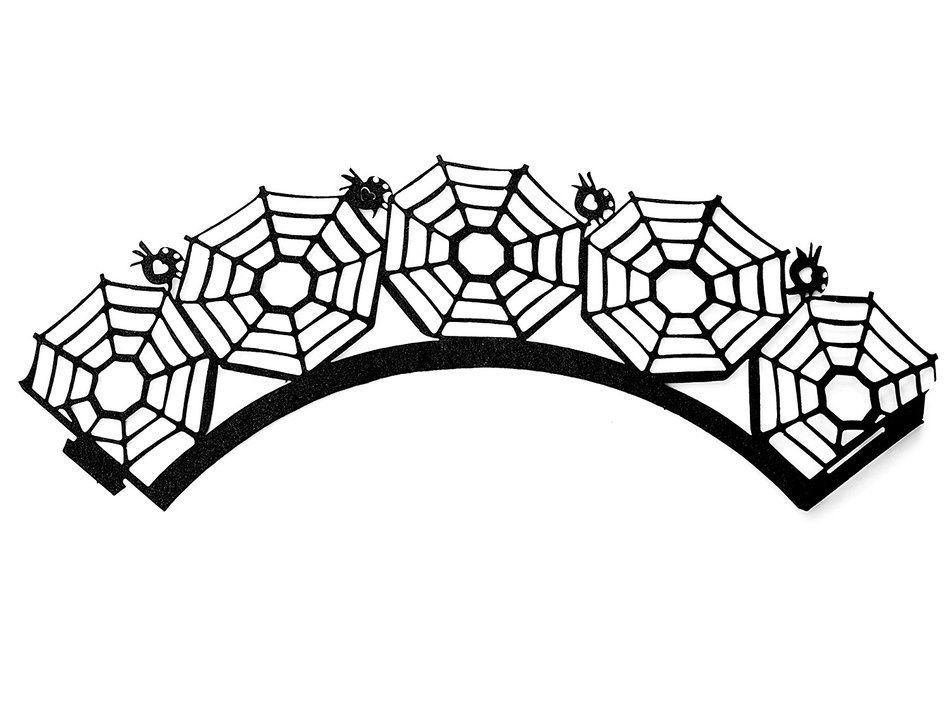 Cupcake Wrappers Haunted House x50pcs. 3 Halloween wraps to choose in shimmering black (Scary Houses) N2