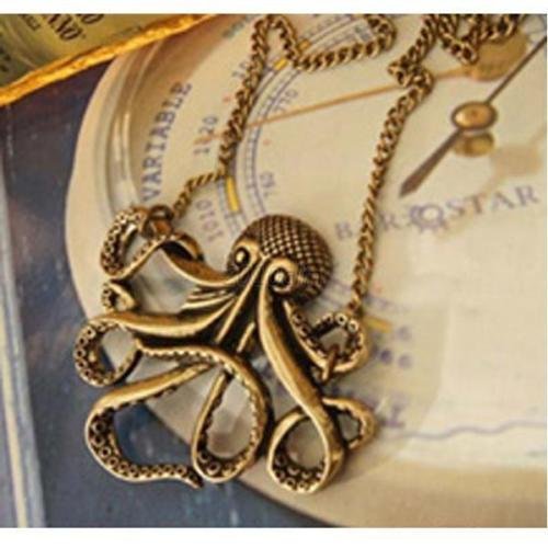 Fashion Steampunk Vintage Bronze Octopus Long Pendant Chain Necklace Jewelry N4