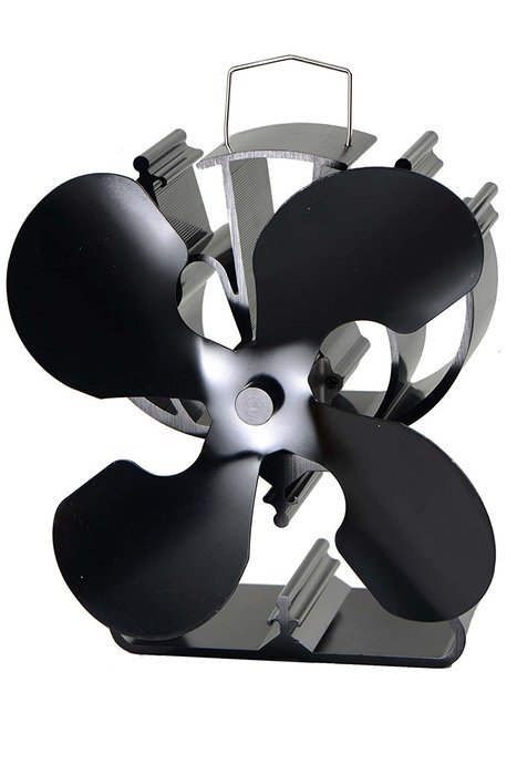 Heat Powered 4 Blade Stove Fan From Boone Hearth for Wood Stoves. FREE Stove Thermometer Included. N2