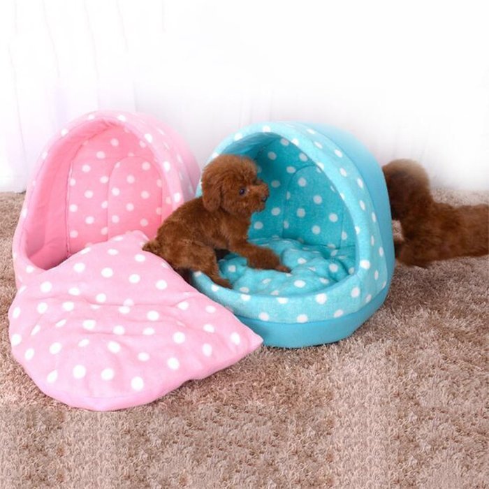 KAKA(TM) Pets Cute Warm Bed Dogs Sleeping House Pink Color Rose Dots M N30
