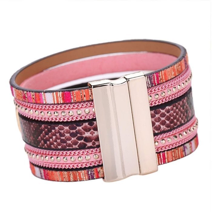 AutumnFall&reg; Women Bohemian Bracelet Woven Braided Handmade Wrap Cuff Magnetic Clasp (Gold) N4