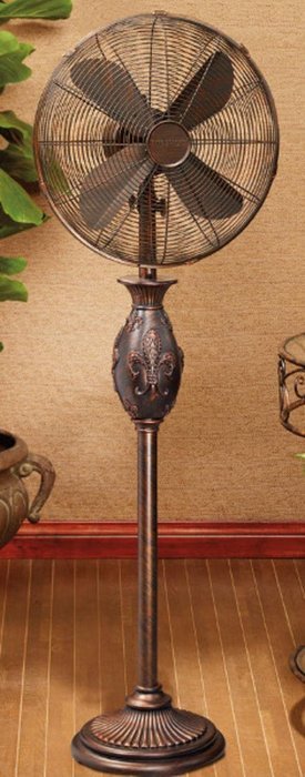 54" French Style Fleur-de-Lis Accent Oscillating Standing Floor Fan