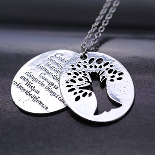 Serenity Prayer Tree Pendant Two Piece Necklace Religious Inspirational Jewelry N10