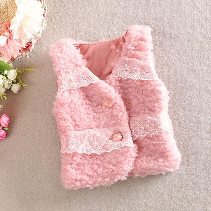 Coat ,BeautyVan Kid Baby Infant Girls Lace Sweet Winter Waistcoat Thick Warm Tops Vest Clothes (5T, Pink) N2