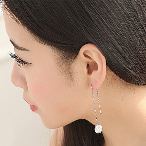 Fashion 18k White Gold GP Crystal 3A CZ lady Earrings ear line HOT Silver Plated N5