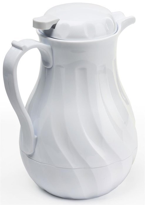 Set of 2 - White Swirl 2-Liter Thermal Coffee Carafe Includes 3 Colored Tags for Labeling Drinks, Polyurethane...