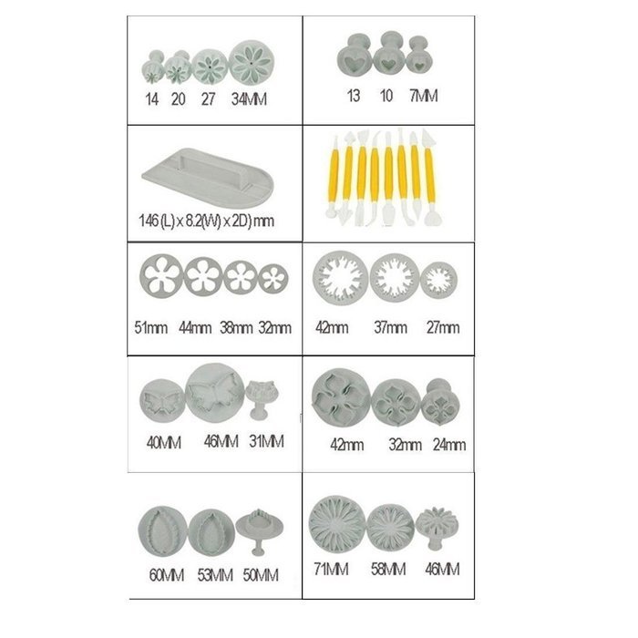 uxcell 14 Sets (46pcs) Cake Decration Tool Set Fondant cake Cutter Icing Plunger Mold Mould Sugarcraft Icing Decorating... N2