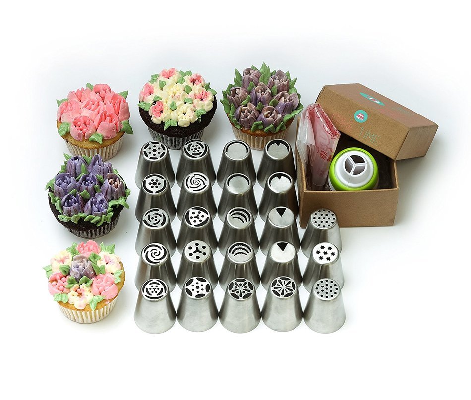 Russian Piping Tips 29 Piece Set by Cake Time - Cake and Cupcake Decorating Icing Tips