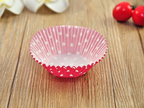100 PCS Red w/ White Polka Dot Premium Paper Cupcake Cups