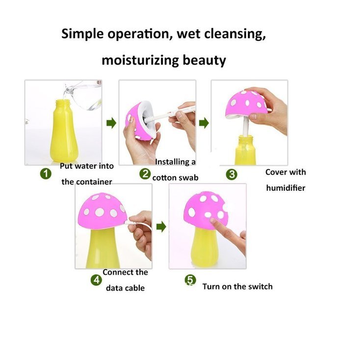 Happy-top&reg; USB Portable Mini 200ml Ultrasonic Humidifier Mushrooms Humidifier Purifier with LED Lighting for Home... N11