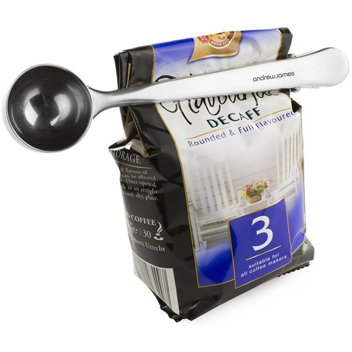 TXIN 2 in1 Stainless Steel Ground Coffee Measuring Scoop Spoons Bags Seal Clip Silver