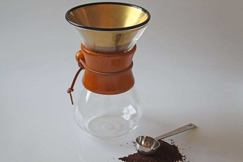 Titanium Gold Coated Coffee Pour Over Cone Filter/Dripper for Chemex, Hario, Bodum, Carafes, and More by ABSOLUTE...